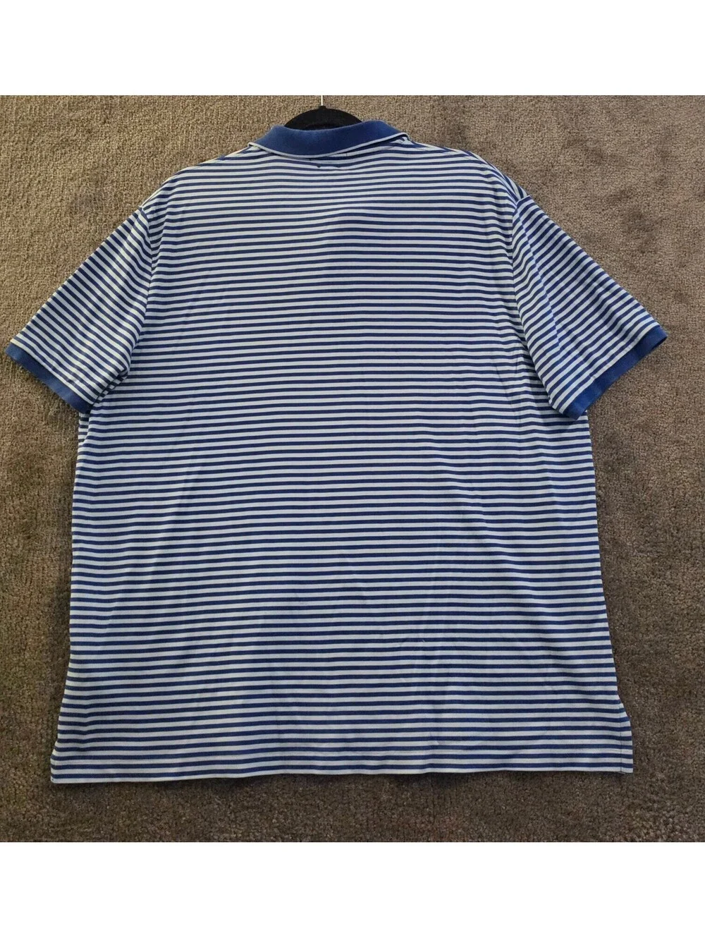 Polo Ralph Lauren Top Men Sz XL Blue White Polo Striped Shirt Classic Fit Collar
